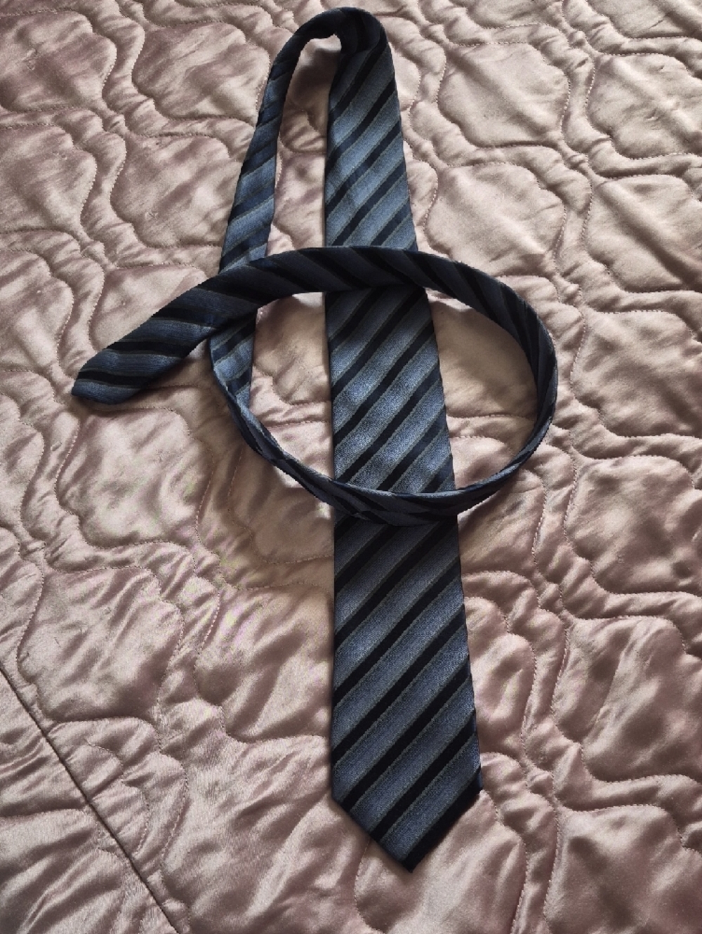 Striped Blue Silk Neck Tie